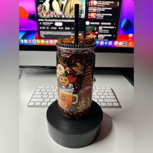 Halloween Themed Tumbler with Straw